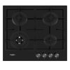 Whirlpool GOR 625/NB1 Fekete edzett üveg gázlap, 59 cm, BrushedBlackSteel - fekete szálcsiszolt fém gombsor, 3 gázégő + 1 speciális WOK égő, automata szikragyújtás