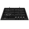 Whirlpool GOR 625/NB1 Fekete edzett üveg gázlap, 59 cm, BrushedBlackSteel - fekete szálcsiszolt fém gombsor, 3 gázégő + 1 speciális WOK égő, automata szikragyújtás