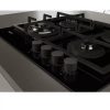 Whirlpool GOR 625/NB1 Fekete edzett üveg gázlap, 59 cm, BrushedBlackSteel - fekete szálcsiszolt fém gombsor, 3 gázégő + 1 speciális WOK égő, automata szikragyújtás